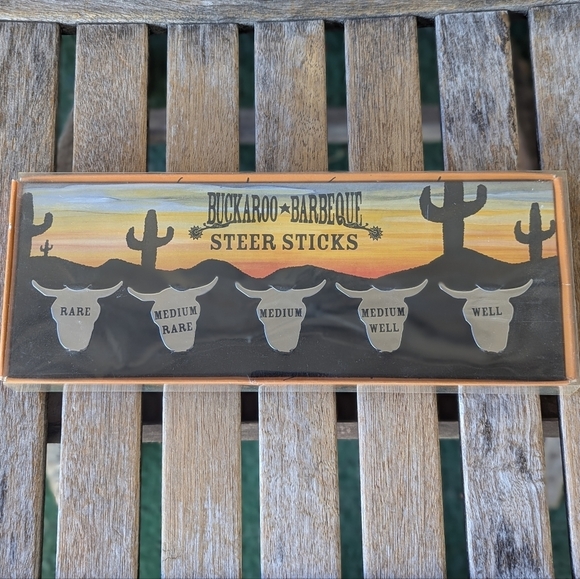NEW Buckaroo Barbeque Steer Sticks BBQ Metal Meat Markers Grill Charms - Picture 1 of 3